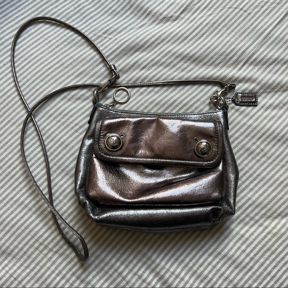 Coach Metallic Black Leather Crossbody Bag - Picture 4 of 7